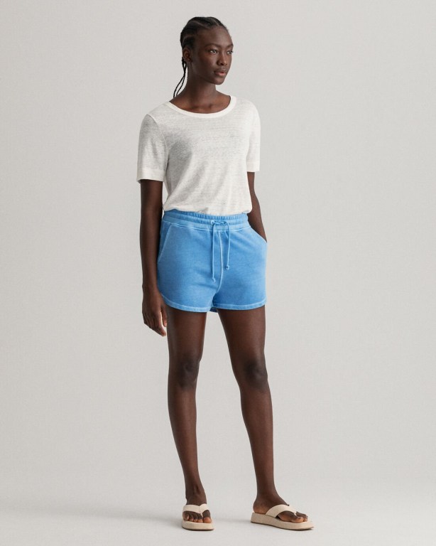 Gant Relaxed Fit Sunfaded Women's Shorts Silver Blue | RMFIMjc0xfU