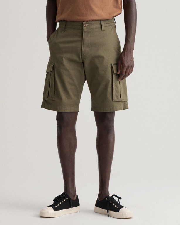 Gant Relaxed Fit Twill Cargo Men's Shorts Green | 6sfSv6YHqYH