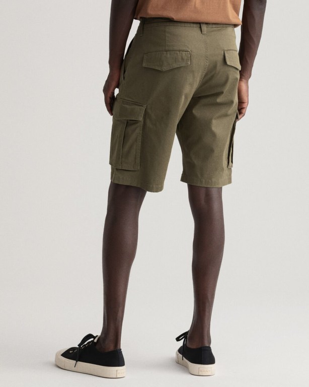 Gant Relaxed Fit Twill Cargo Men's Shorts Green | 6sfSv6YHqYH