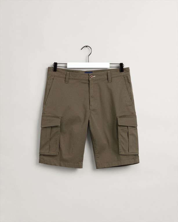 Gant Relaxed Fit Twill Cargo Men's Shorts Green | 6sfSv6YHqYH