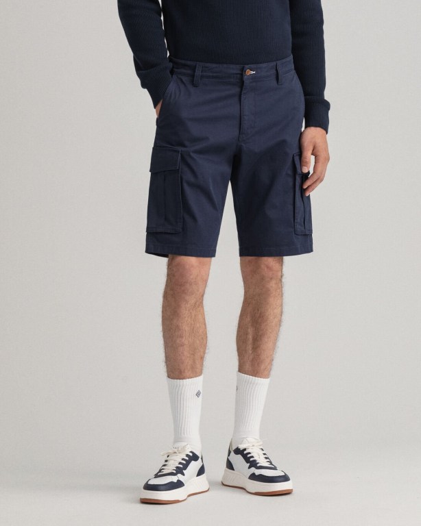 Gant Relaxed Fit Twill Cargo Men's Shorts Dark Blue | wKonIzLYpxq