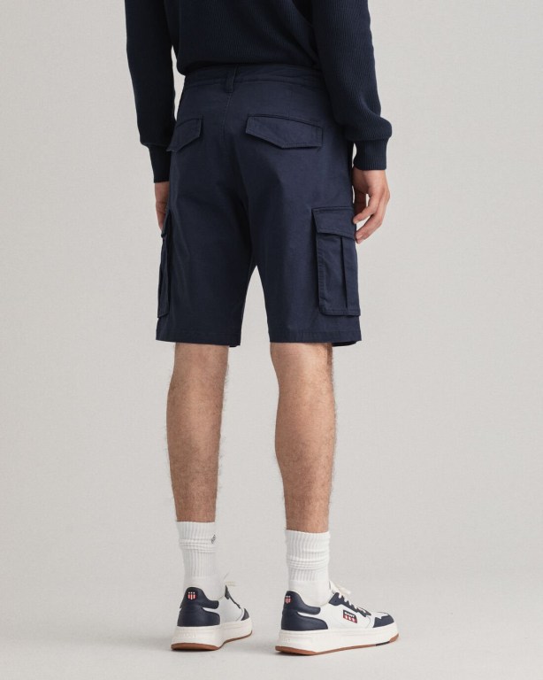 Gant Relaxed Fit Twill Cargo Men's Shorts Dark Blue | wKonIzLYpxq