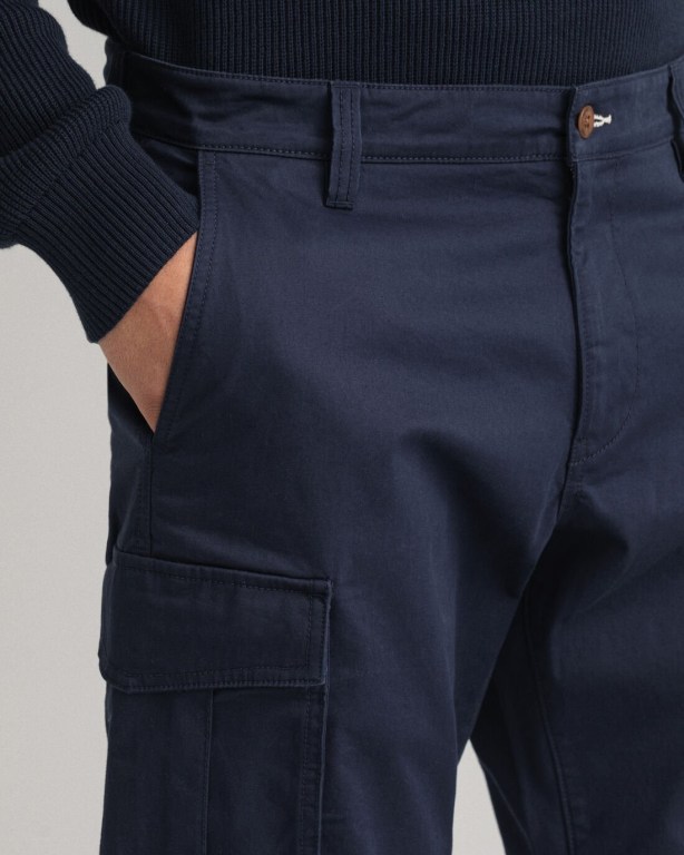 Gant Relaxed Fit Twill Cargo Men's Shorts Dark Blue | wKonIzLYpxq