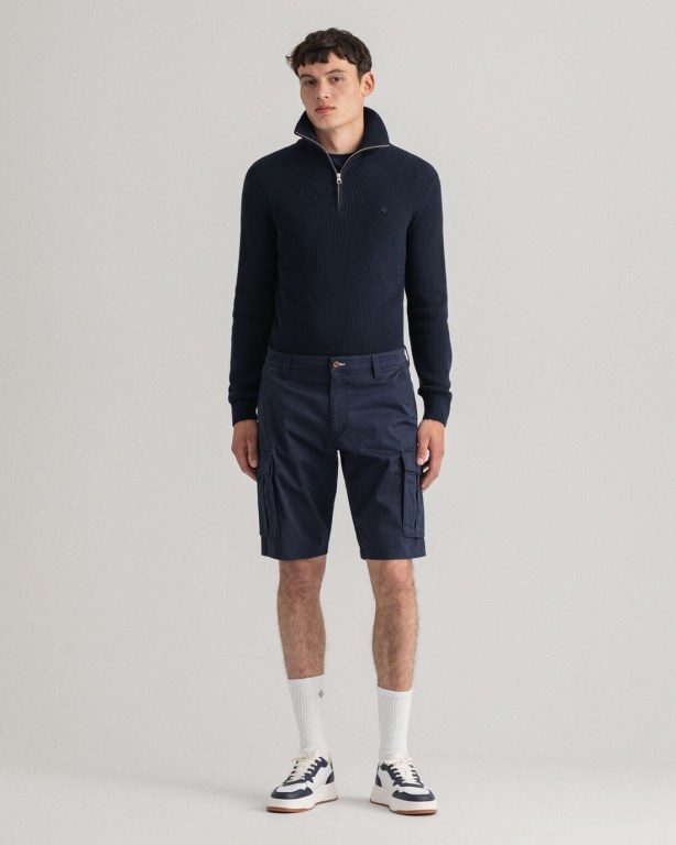 Gant Relaxed Fit Twill Cargo Men's Shorts Dark Blue | wKonIzLYpxq