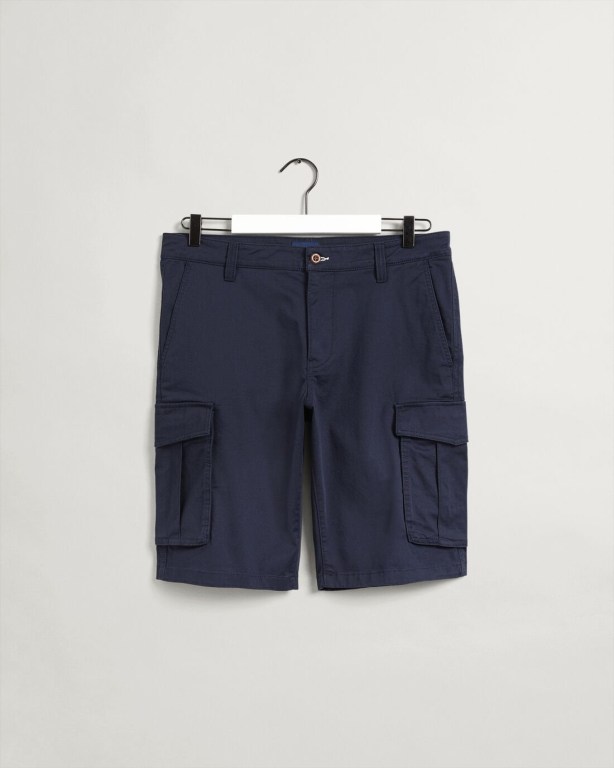 Gant Relaxed Fit Twill Cargo Men's Shorts Dark Blue | wKonIzLYpxq