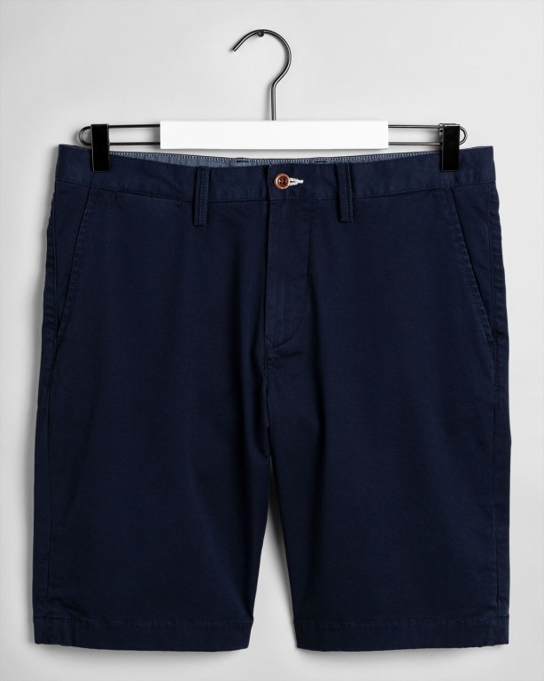 Gant Relaxed Fit Twill Men's Shorts Dark Blue | EZWCL64DEKJ