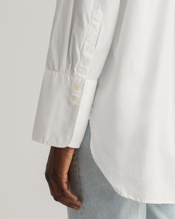 Gant Relaxed Fit Wide Cuff Women's Shirts White | aA1Ea8vNOWo