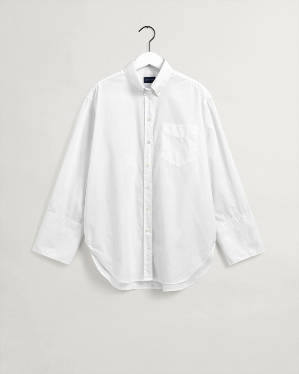 Gant Relaxed Fit Wide Cuff Women's Shirts White | aA1Ea8vNOWo