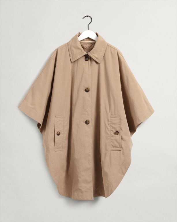 Gant Removable Liner Cotton Cape Women's Coats Dark Khaki | PMtwpm6lUPz