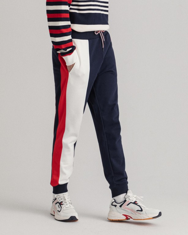 Gant Retro Logo Men's Sweatpants Blue | PIAUcNKqeX7