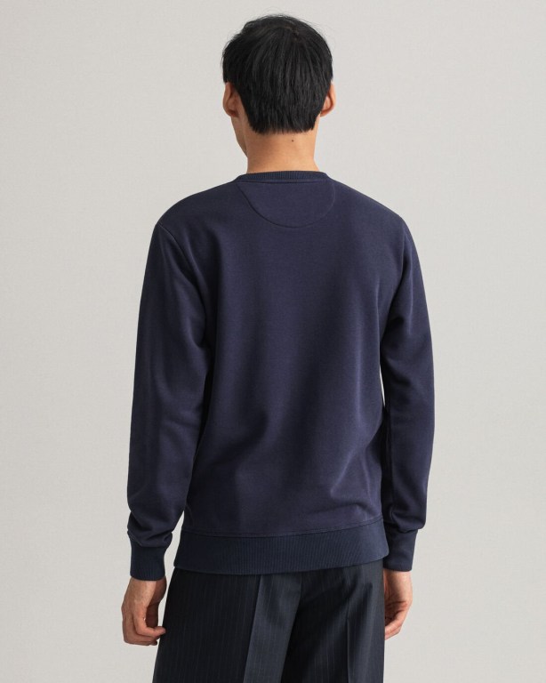 Gant Retro Shield Crew Neck Men's Sweatshirts Blue | 0cbPsZnCzob