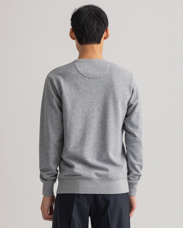 Gant Retro Shield Crew Neck Men's Sweatshirts Grey | sdwVbZc5WOu