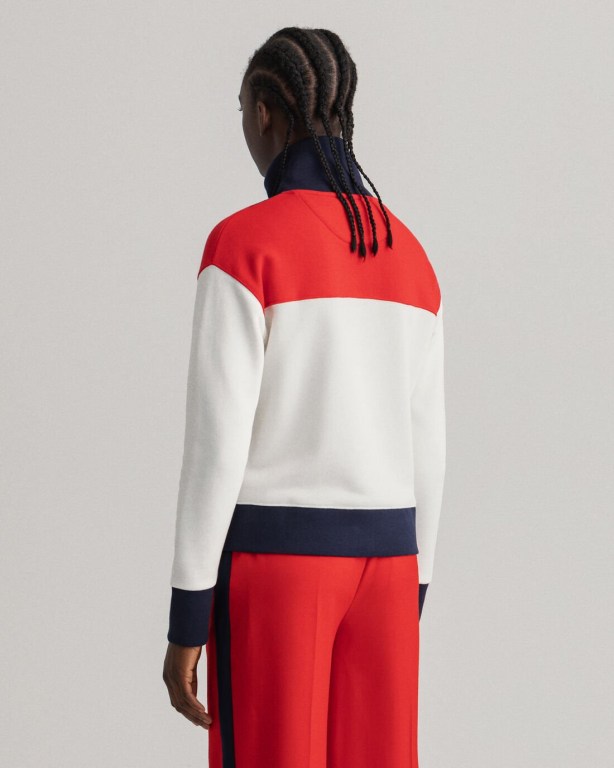 Gant Retro Shield Half-Zip Women's Sweatshirts White | FWAFQcHrIFK