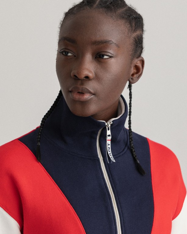 Gant Retro Shield Half-Zip Women's Sweatshirts White | FWAFQcHrIFK