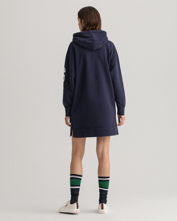 Gant Retro Shield Hoodie Women's Dresses Blue | GLzrYdgIU5O