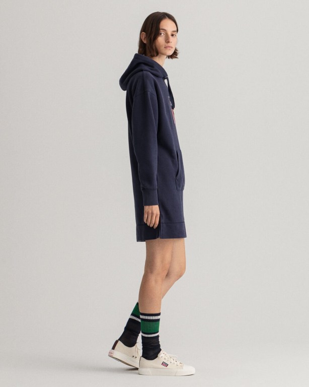 Gant Retro Shield Hoodie Women's Dresses Blue | GLzrYdgIU5O