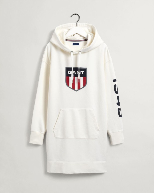 Gant Retro Shield Hoodie Women's Dresses White | nv5mlc3MAtS