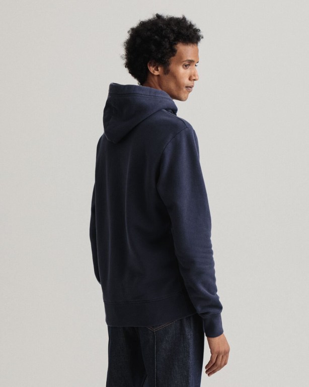 Gant Retro Shield Men's Hoodies Blue | y3ZLSukVpfy