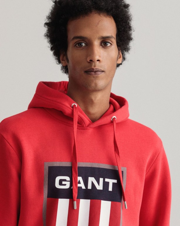 Gant Retro Shield Men's Hoodies Light Red | Y5Ff1ebiLee