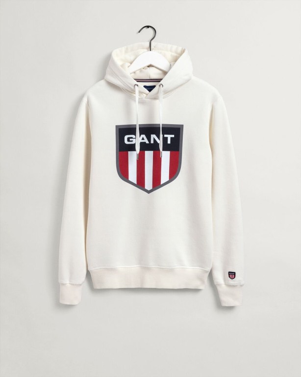 Gant Retro Shield Men's Hoodies White | ePh0FW3vGcd