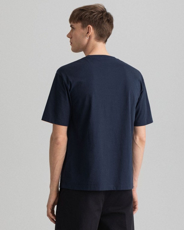 Gant Retro Shield Men's T-shirts Blue | xj0wqPJtqqX