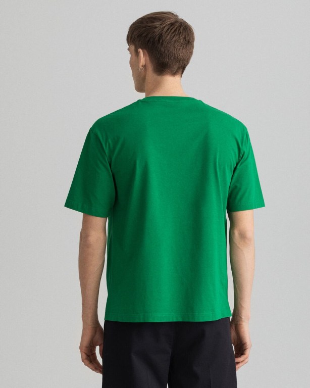 Gant Retro Shield Men's T-shirts Green | YDIUUFb06Fw