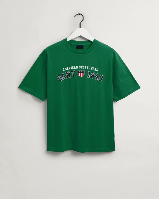 Gant Retro Shield Men's T-shirts Green | YDIUUFb06Fw