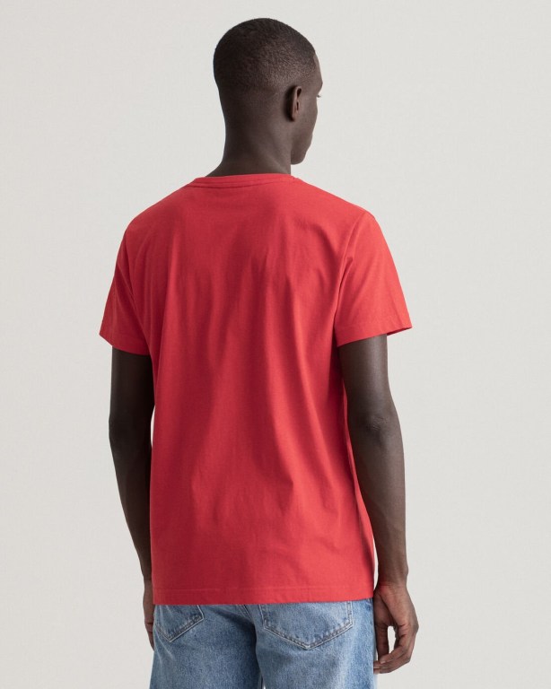 Gant Retro Shield Men's T-shirts Light Red | ItF0gFN4X25