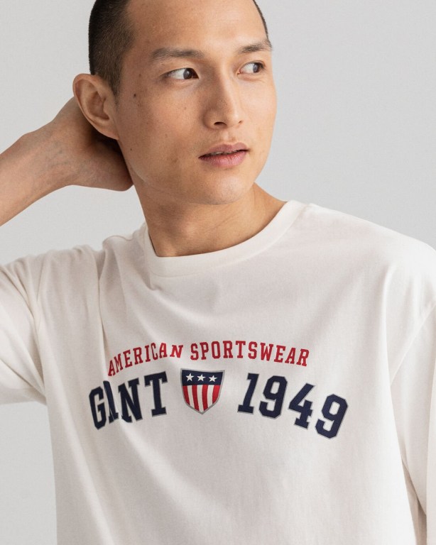 Gant Retro Shield Men's T-shirts White | zvKnnQ0drjU