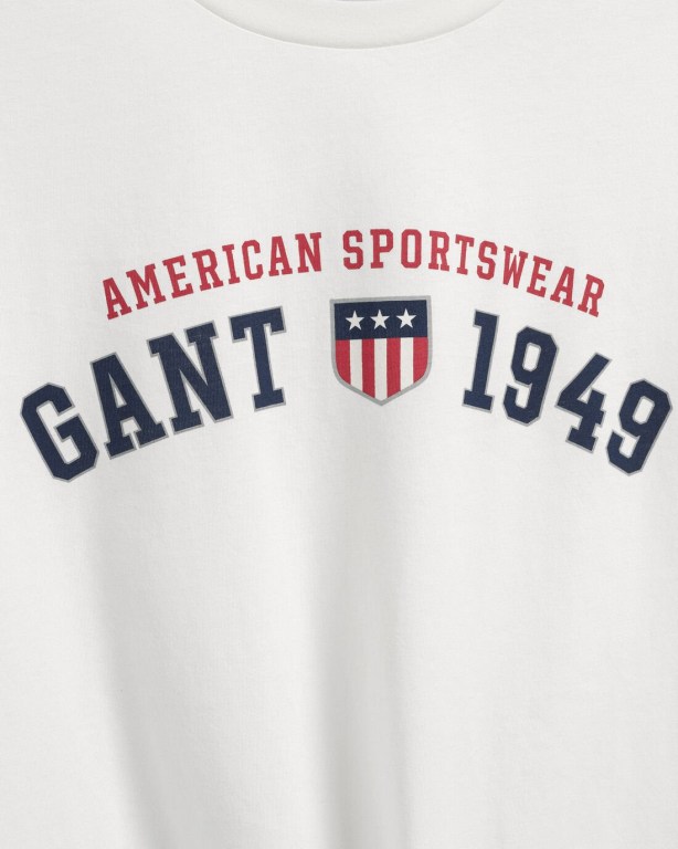 Gant Retro Shield Men's T-shirts White | zvKnnQ0drjU