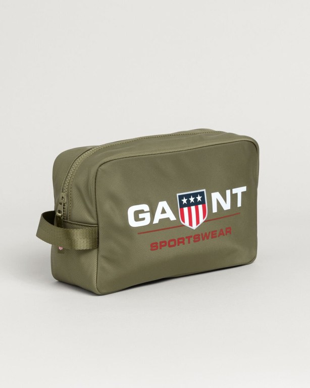 Gant Retro Shield Wash Kit Men's Bags Green | 7SOW8bHaeAR