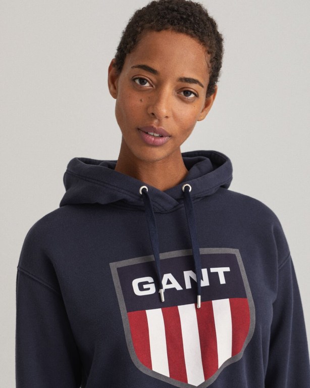 Gant Retro Shield Women's Hoodies Blue | jyrvlwneQif