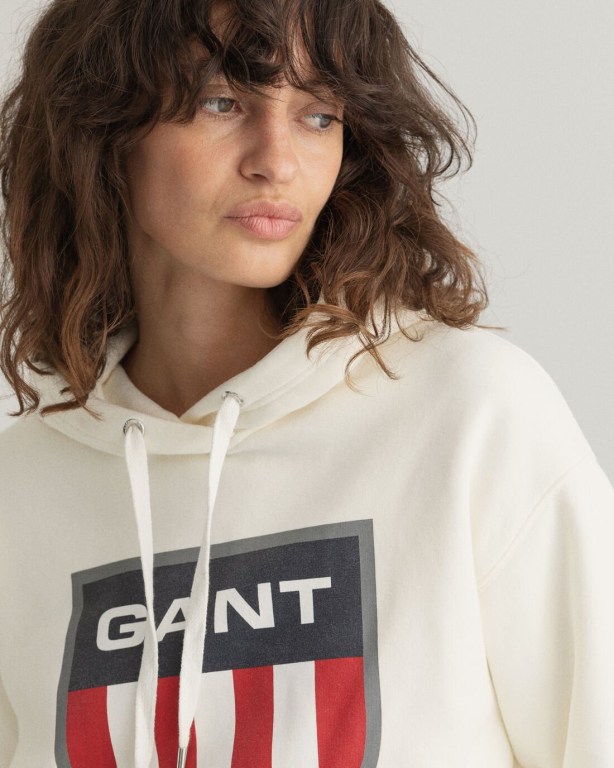 Gant Retro Shield Women's Hoodies White | zjvixwQu5Ag