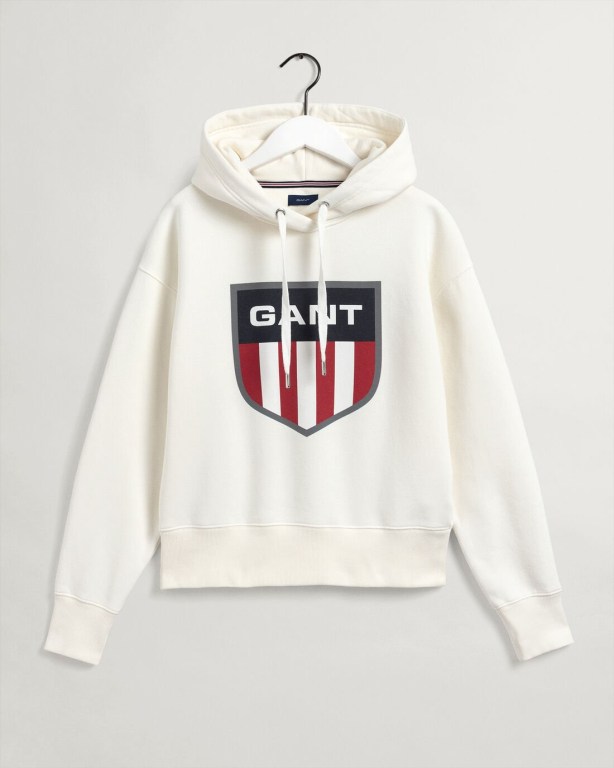 Gant Retro Shield Women's Hoodies White | zjvixwQu5Ag