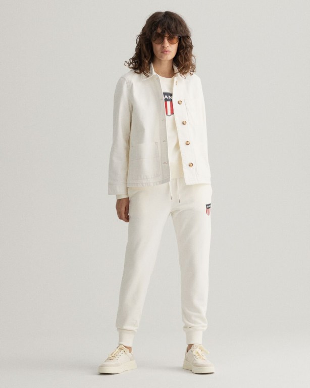 Gant Retro Shield Women's Sweatpants White | nLNgvOanSEL