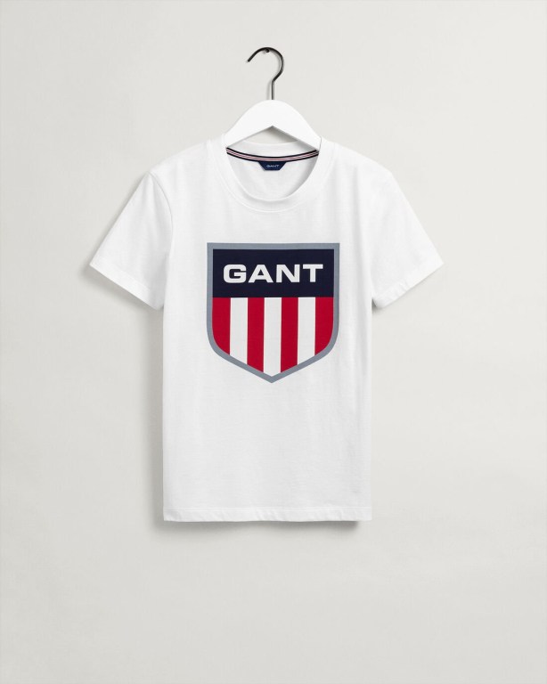 Gant Retro Shield Women's T-shirts White | GGecF99OpFj