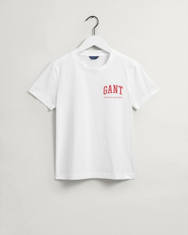 Gant Retro Shield Women's T-shirts White | ewr7pEkQOJP