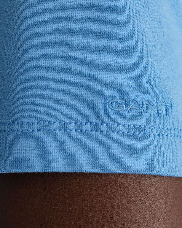 Gant Ribbed Long-Short Sleeve Women's T-shirts Silver Blue | 8G5uQjoqBfg