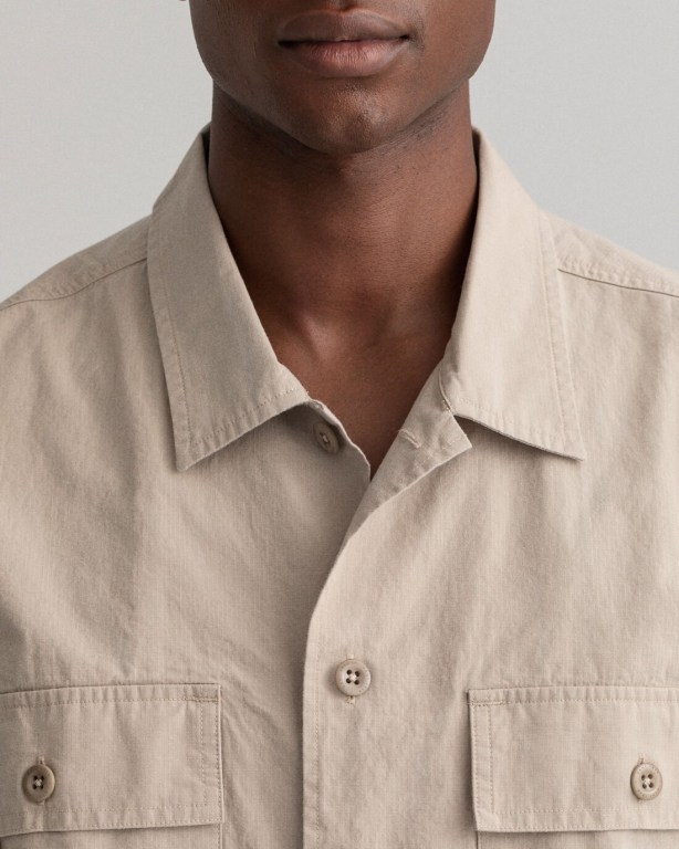 Gant Ripstop Over Men's Shirts White | qggNLw3vAzc