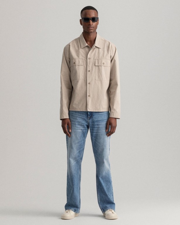 Gant Ripstop Over Men's Shirts White | qggNLw3vAzc