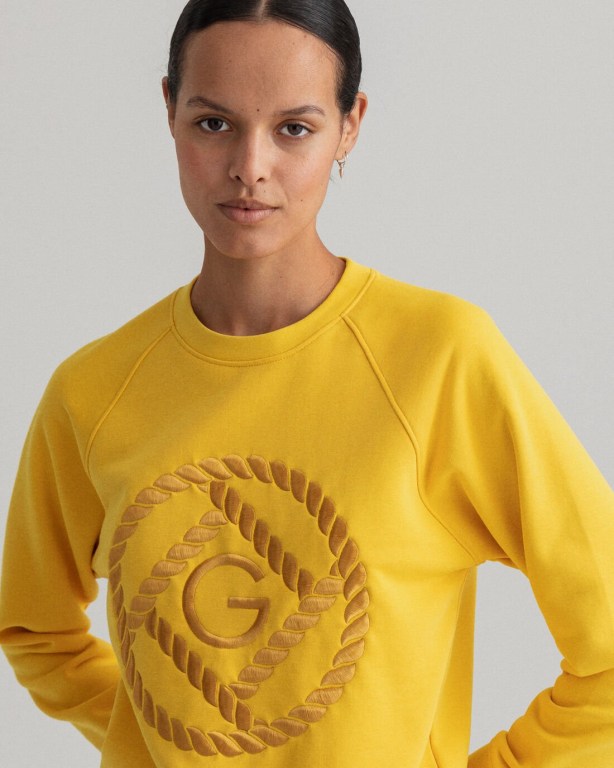 Gant Rope Icon Crew Neck Women's Sweatshirts Yellow | 3joof0PklhG