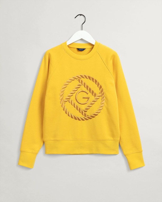 Gant Rope Icon Crew Neck Women's Sweatshirts Yellow | 3joof0PklhG