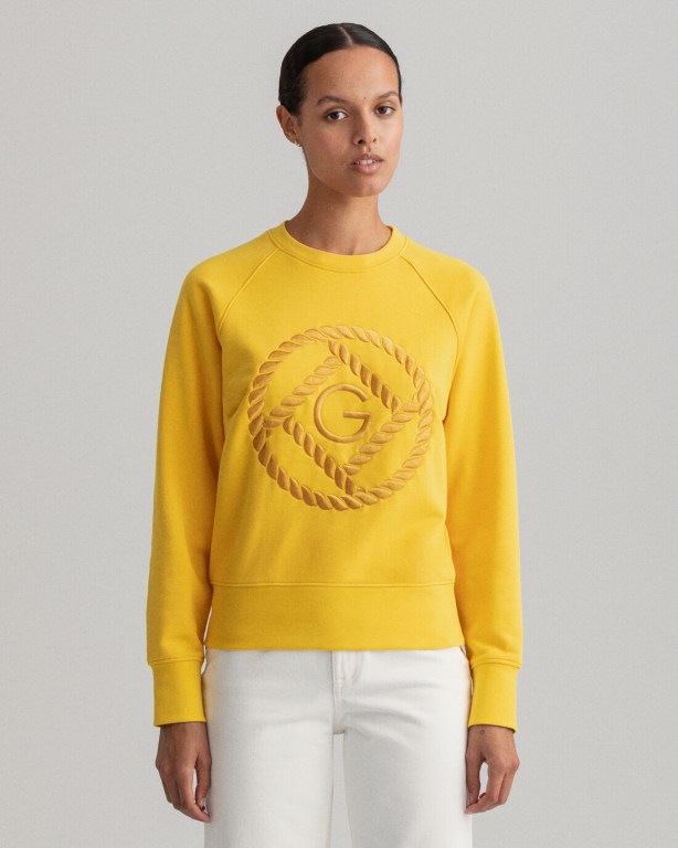 Gant Rope Icon Crew Neck Women\'s Sweatshirts Yellow | 3joof0PklhG