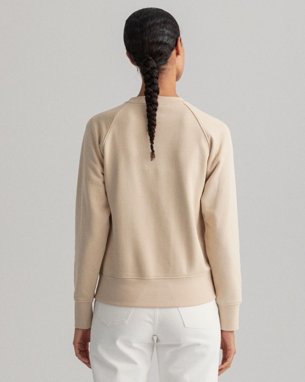 Gant Rope Icon Crew Neck Women's Sweatshirts Beige | 9EyTB3STeIK