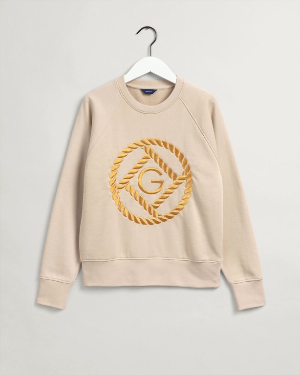 Gant Rope Icon Crew Neck Women's Sweatshirts Beige | 9EyTB3STeIK