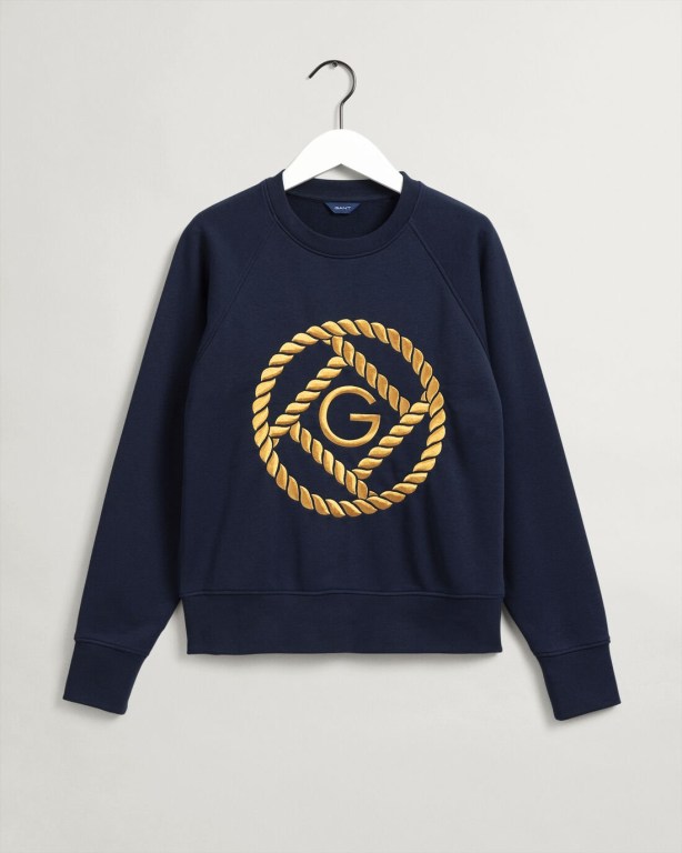 Gant Rope Icon Crew Neck Women's Sweatshirts Blue | Jz0t17yYTt1