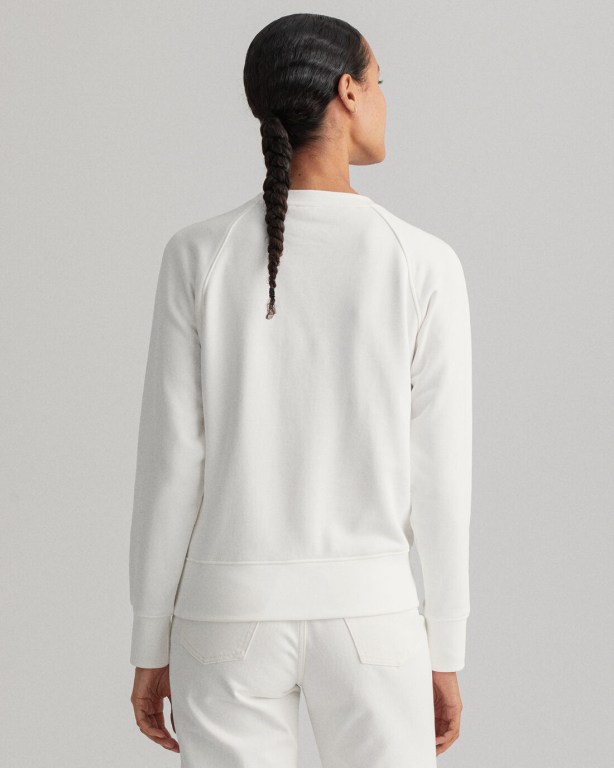 Gant Rope Icon Crew Neck Women's Sweatshirts White | bP73SspYeXk