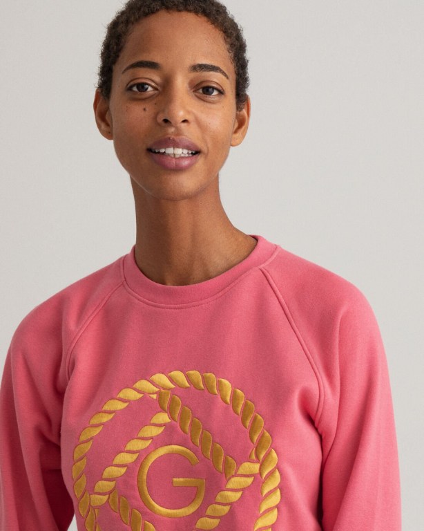 Gant Rope Icon Crew Neck Women's Sweatshirts Rose | x2AytgPlLwv