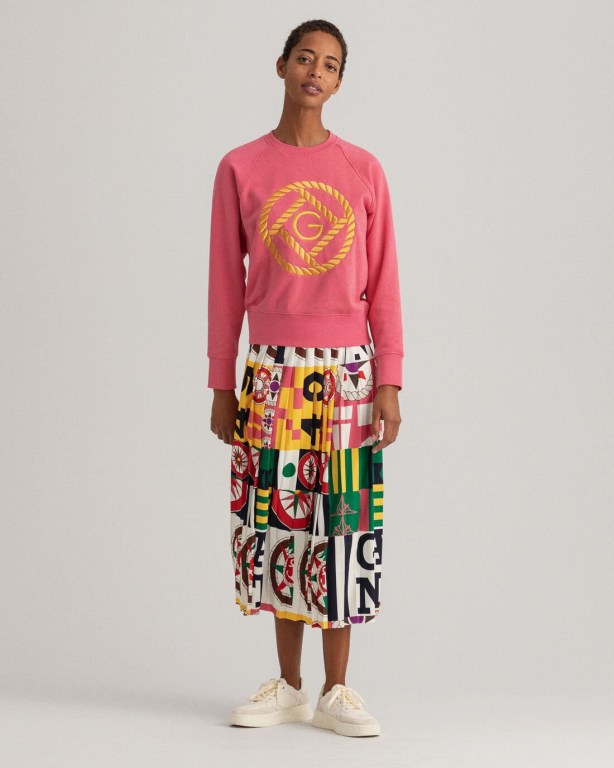 Gant Rope Icon Crew Neck Women's Sweatshirts Rose | x2AytgPlLwv