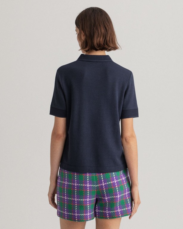 Gant Rope Icon Piqué Women's Polos Blue | STNXmNxKv4O